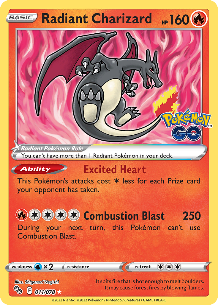 Radiant Charizard - Pokémon GO (Radiant Rare) [PGO-11] English / Near Mint / Normal