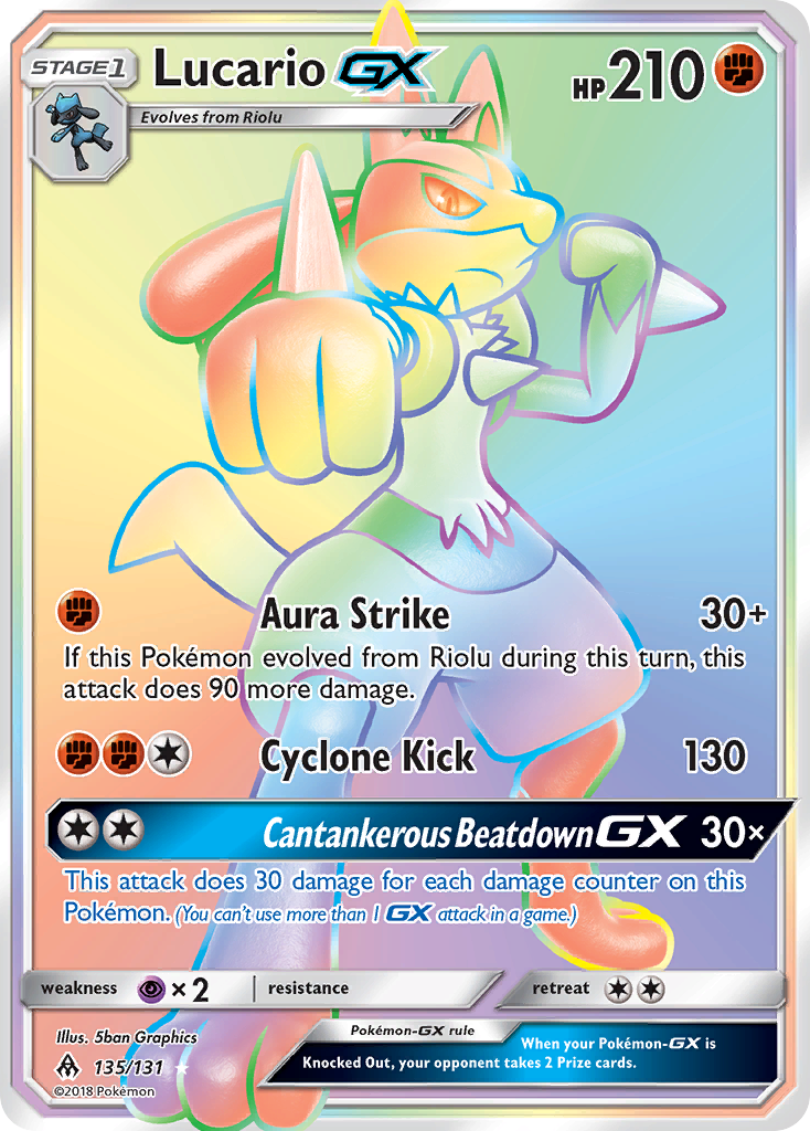 Lucario-GX - Forbidden Light (Rare Rainbow) [FLI-135] English / Near Mint / Normal