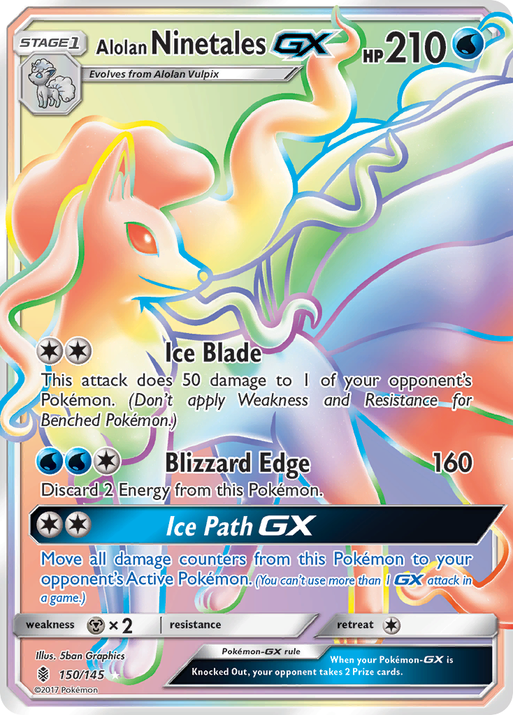 Alolan Ninetales-GX - Guardians Rising (Rare Rainbow) [GRI-150] English / Near Mint / Normal