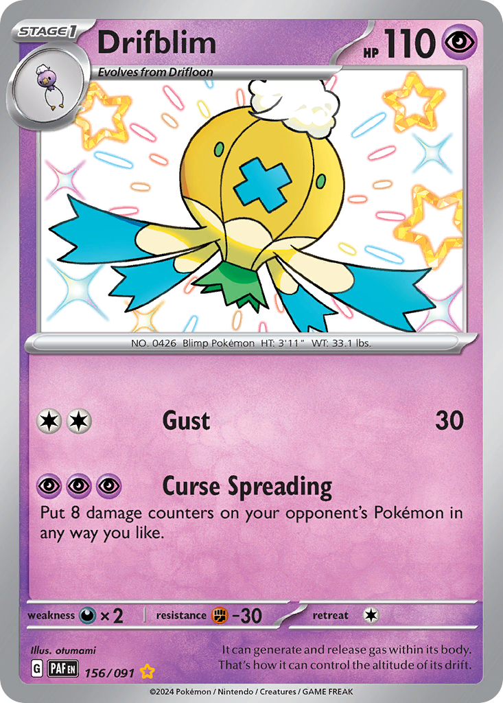 Drifblim - Paldean Fates (Shiny Rare) [PAF-156] English / Near Mint / Normal