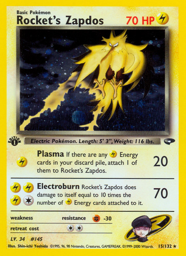 Rocket's Zapdos - Gym Challenge (Rare Holo) [G2-15] English / Good / Normal