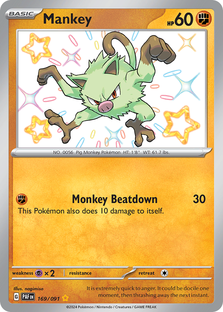 Mankey - Paldean Fates (Shiny Rare) [PAF-169] English / Near Mint / Normal