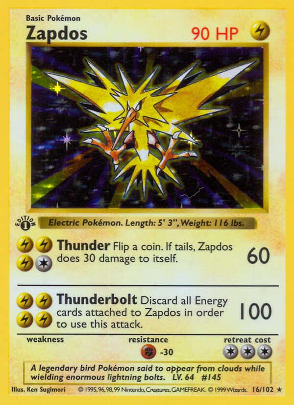 Zapdos - Base (Rare Holo) [BS-16] English / Excellent / Normal