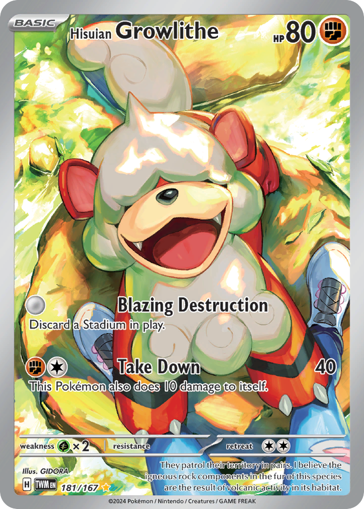 Hisuian Growlithe - Twilight Masquerade (Illustration Rare) [TWM-181] English / Near Mint / Normal