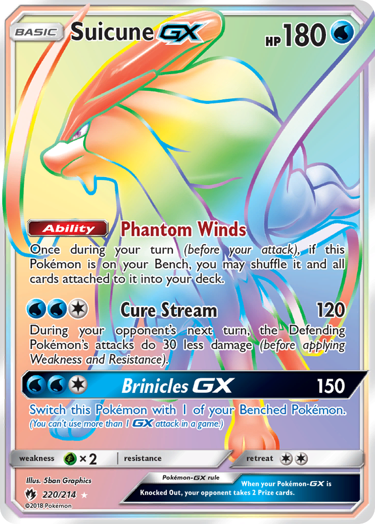 Suicune-GX - Lost Thunder (Rare Rainbow) [LOT-220] English / Near Mint / Normal