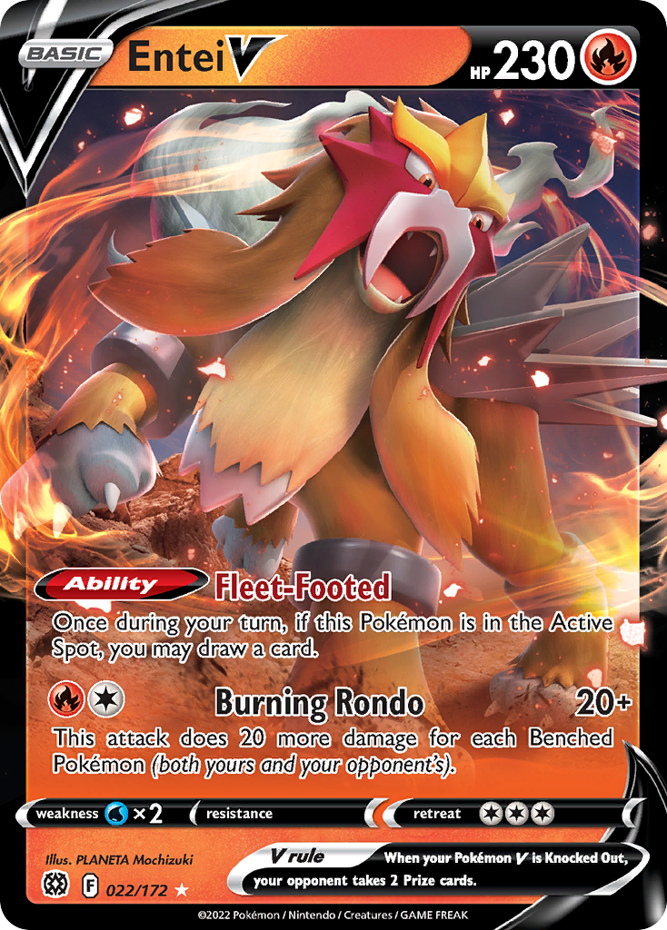 Entei V - Brilliant Stars (Rare Holo V) [BRS-22] English / Near Mint / Normal