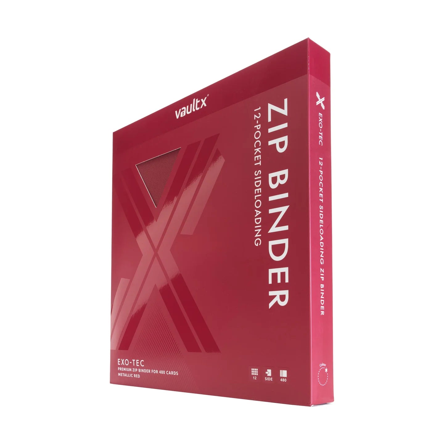 Vault X Metallic Red 12-Pocket Exo-Tec Zip Binder
