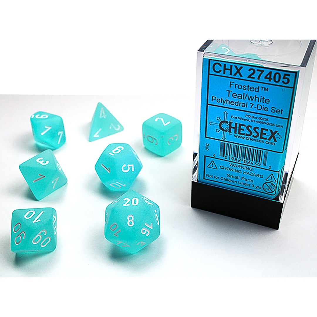 Chessex Polyhedral 7-Die Set Frosted Teal/White