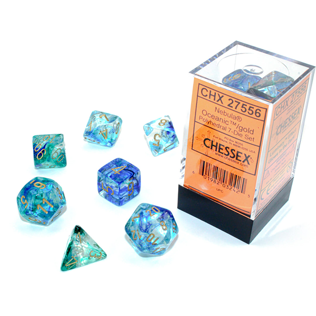 Chessex Polyhedral 7-Die Set Nebula Oceanic/Gold