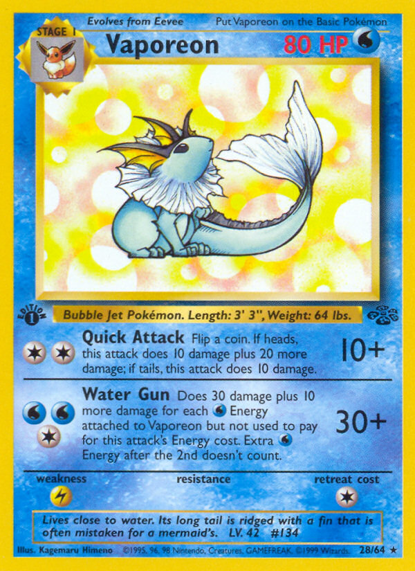 Vaporeon - Jungle (Rare) [JU-28] English / Excellent / Normal