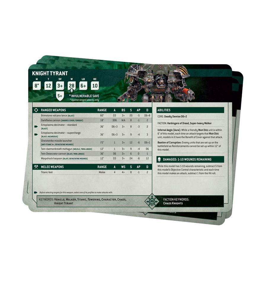 Chaos Knights Datasheet Cards