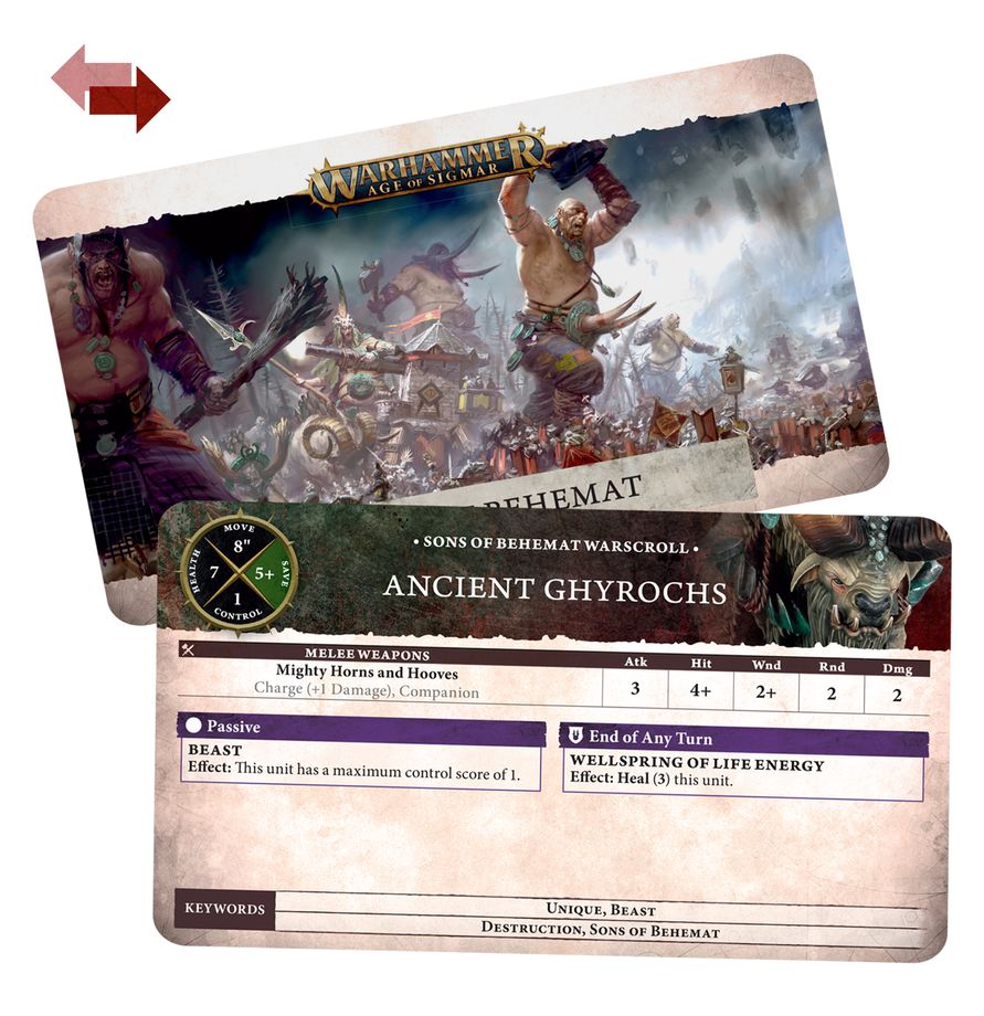 Warhammer Age Of Sigmar: Sons Of Behemat Warscroll cards