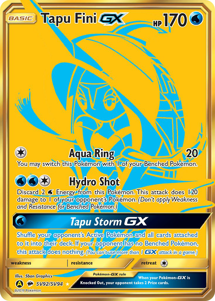 Tapu Fini-GX - Hidden Fates Shiny Vault (Rare Secret) [SV92] English / Near Mint / Normal
