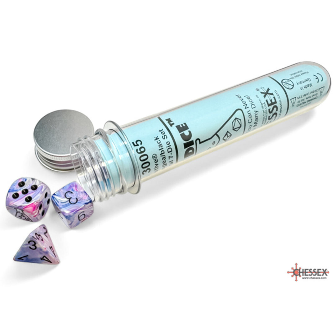 Chessex Lab Dice 7 Die Set Festive Hydrangea/ Black