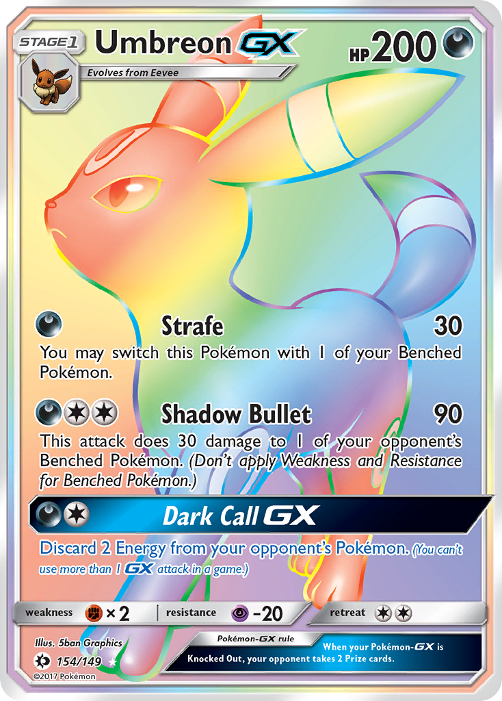 Umbreon-GX - Sun & Moon (Rare Rainbow) [SUM-154] English / Near Mint / Normal